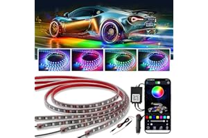 Kairiyard 4Pcs Underglow LED Lights for Cars, Dream Color Chasing Car Underglow kit APP Control RGB Under Car Lights Strips Music Sync Under Glow kit for Car Trucks SUVs