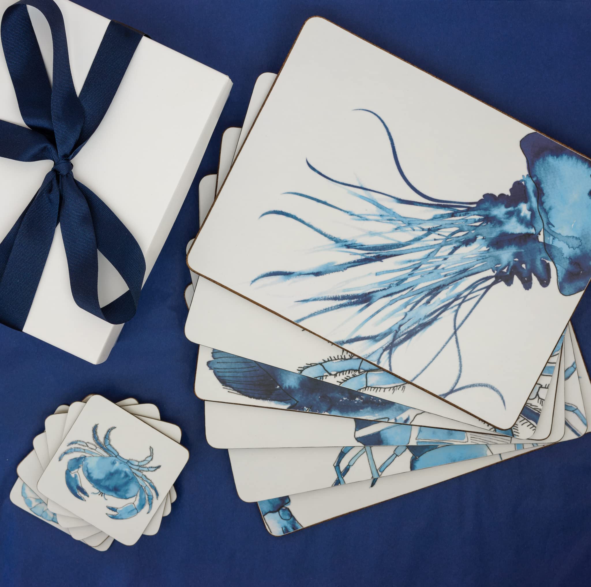 Coastal Table Gift Box - Sealife Design 6 Placemats and 6 Coasters
