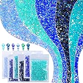 qiipii 6 Bags Colorful Light & Royal Blue Series Resin Rhinestones for Bedazzling Crafting 3mm 4mm 5mm Mix Flatback Stones Gems Diamonds for Nails Face Eyes Makeup DIY Crafts Tumblers Bottles Clothes