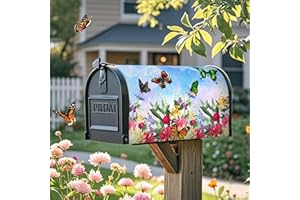 XEERRFAN Mailbox Covers Magnetic Standard Size 18 x 21 Inch Beautiful Flowers in Spring,Mailbox Wraps for Garden Yard Home Outdoor Decor (Butterfly & Flower)