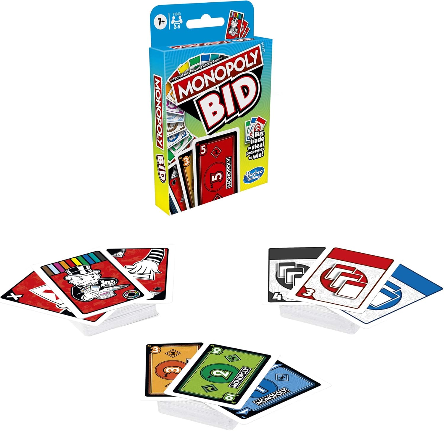 Monopoly Bid Game, Quick-Playing Card Game For 4 Players, Game For Families And Kids Ages 7 And Up, Multicolor, 92mm x 19mm x 143mm - Image 3