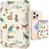 Shorogyt Compatible with Magsafe Wallet Magnetic Card Holder - Dogs Phone Wallets for Women Teen Girls Cute for iPhone 17/16/15/14/13/12 Series Slim for Apple Mag RFID Magnet, Fit 3 Cards