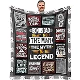 TOBUNKIEN Bonus Dad Gifts for Christmas, Stepdad Gifts from Daughter, Stepped Up Dad Xmas Gifts, Best Stepfather Gifts from Son, Birthday Gifts for Stepdads Blanket 60"X 50"