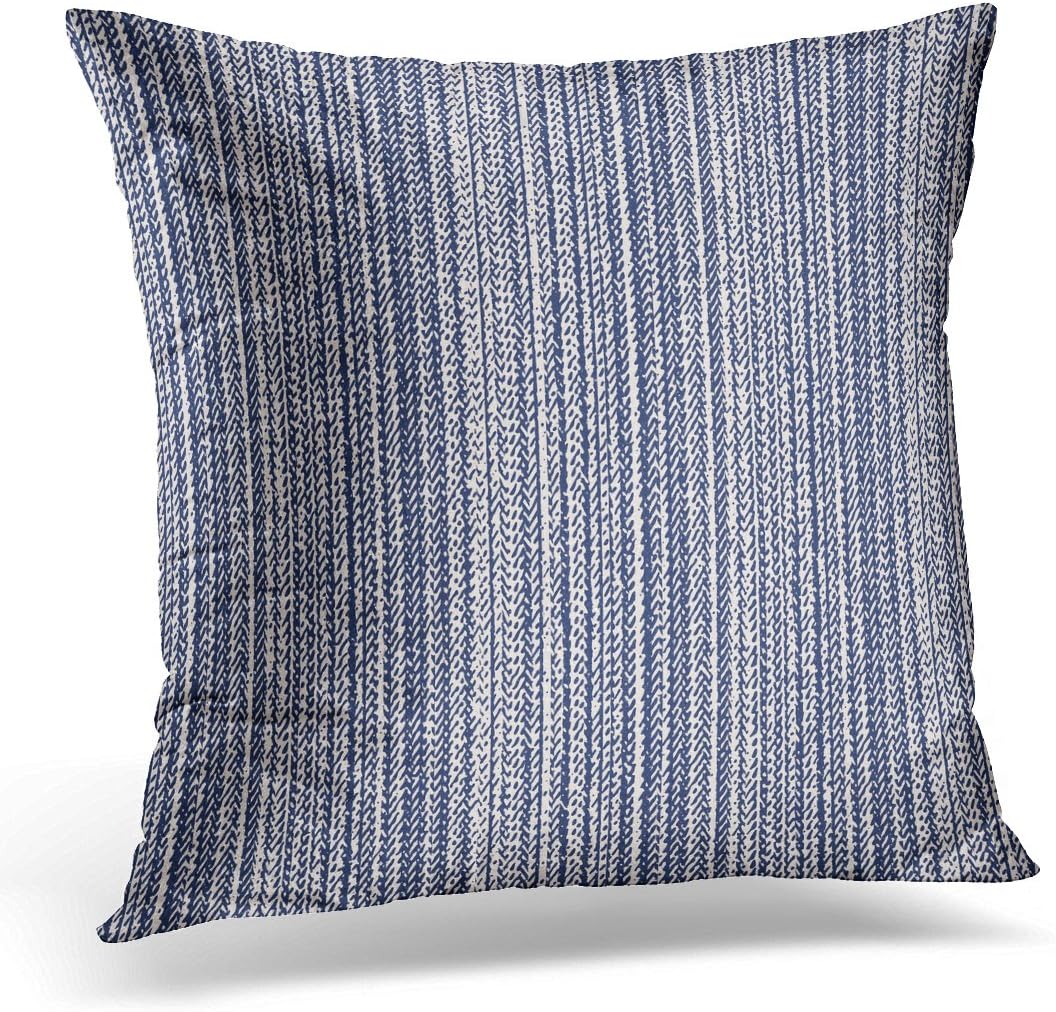 Emvency Throw Pillow Covers Navy Denim Abstract Striped Indigo