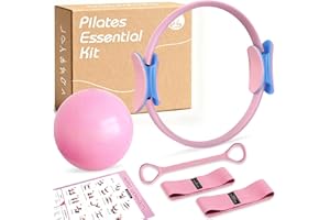 Pilates accessory set including ring, mini ball, strap, massage ball, and resistance bands