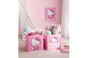Idea Nuova Hello Kitty Set of 2 Durable Storage Cubes with Handles, 10"x10"x10" Cubes