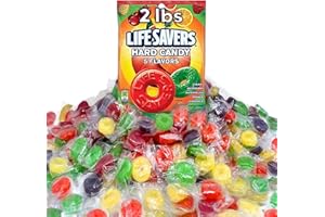 CHAIN & JO SWEETS Life Savers Individually Wrapped 5 Fruit Flavored Candy for Christmas Stocking Stuffers Candy - 2 Pounds Of Approx 240 Pieces - Bulk Lifesavers Hard Candy - Cherry, Raspberry, Watermelon, Orange And Pineapple - Holiday Candy - Bulk Candy Individually Wrapped For Sharing