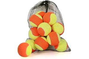 MRYCZ FYRHD 12/18/24/30/40 Pack Tennis Balls for Kids 25%-50% Low Compression Stage Tennis Ball for Beginners Youth Kids Training Practicing with Mesh Bag Easy to Transport