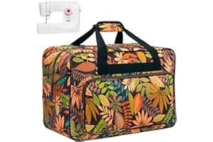Haroranax Sewing Machine Carrying Case，Sewing Machine Carrying Case Tote Bag，Universal Tote Storage Bag with Pockets and Handles, Suitable for Most Standard Singer, Janome (Brown)