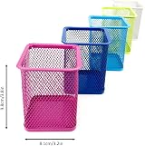 D.RECT Metal Square Pen Holder Cube Mesh Cup Blue 98mm view 6