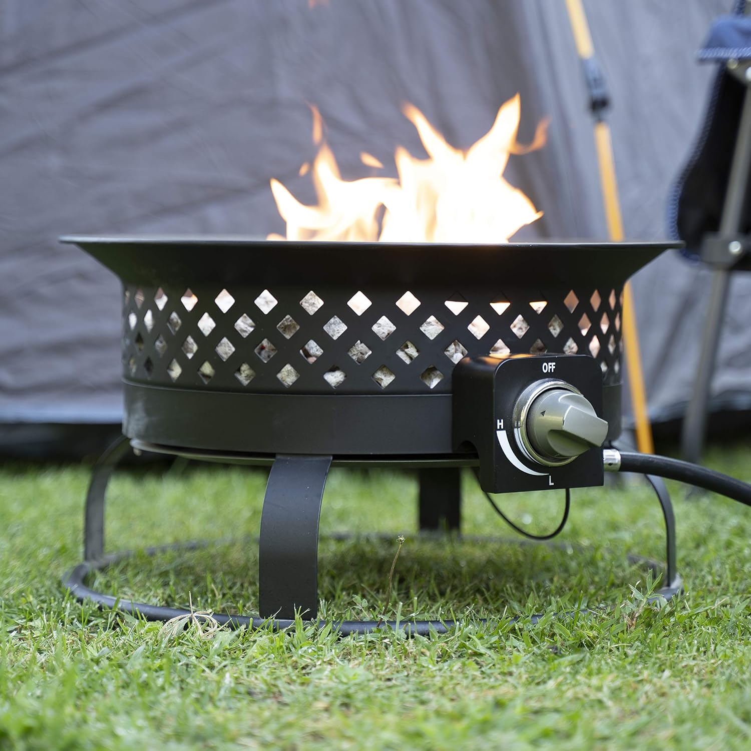 Bond Manufacturing 67836 54, 000 BTU Aurora Camping, Backyard, Tailgating, Hunting and Patio. Locking Lid & Carry Handle Portable Steel Propane Gas Fire Pit Outdoor Firebowl, 18.5", Bronze : Garden & Outdoor