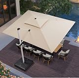 Purple Leaf 3x4m Cantilever Parasol Beige UV50+ 360° Tilt Wind Vent view 7