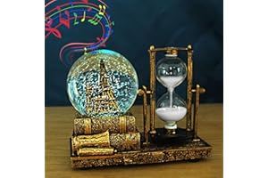 YLTIMER Snow Globe with Hourglass Timer Home Decorations for Living Room LED Music Crystal Ball Snow Globes Collectibles Bedroom Book Shelf TV Cabinet Desktop Decor Statue Figurine Table Centerpiece Ornament