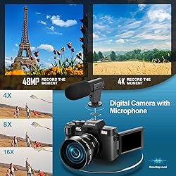 4K Digital Cameras for Photography, 48MP Vlogging