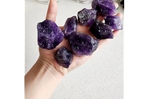 LUCKEEPER 1 lb Rough Crystals Bulk Raw Amethyst Quartz Healing Stones for Tumbling, Wire Wrapping, Wicca Reiki,Meditation