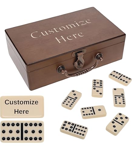 Amazon.com: WE Games Double 6 Dominoes in Engraved Wooden Treasure