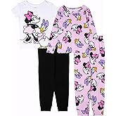 Disney Girls' 4-Piece Snug-fit Cotton Pajama Set, Soft & Cute for Kids