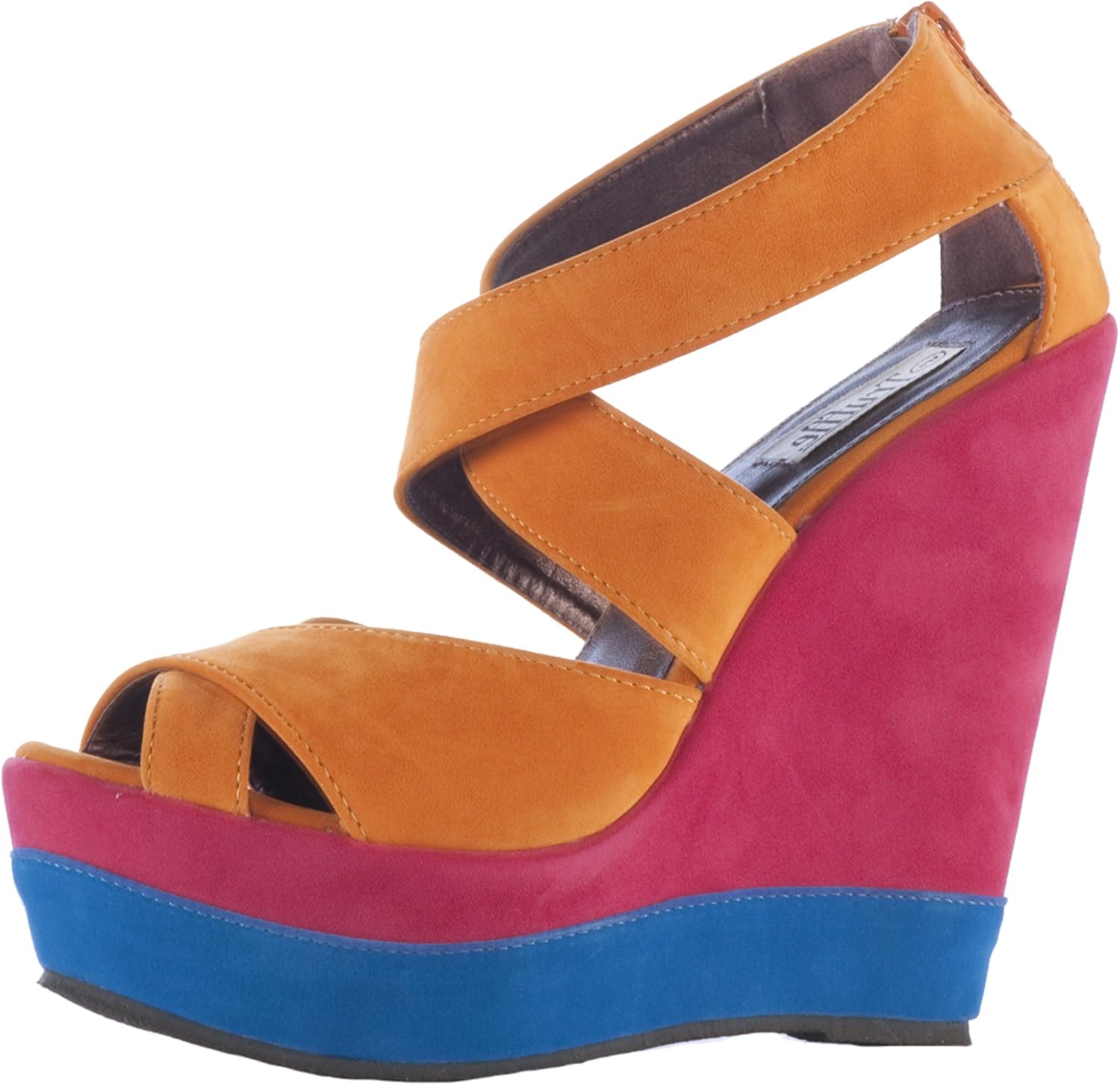 orange wedges shoes