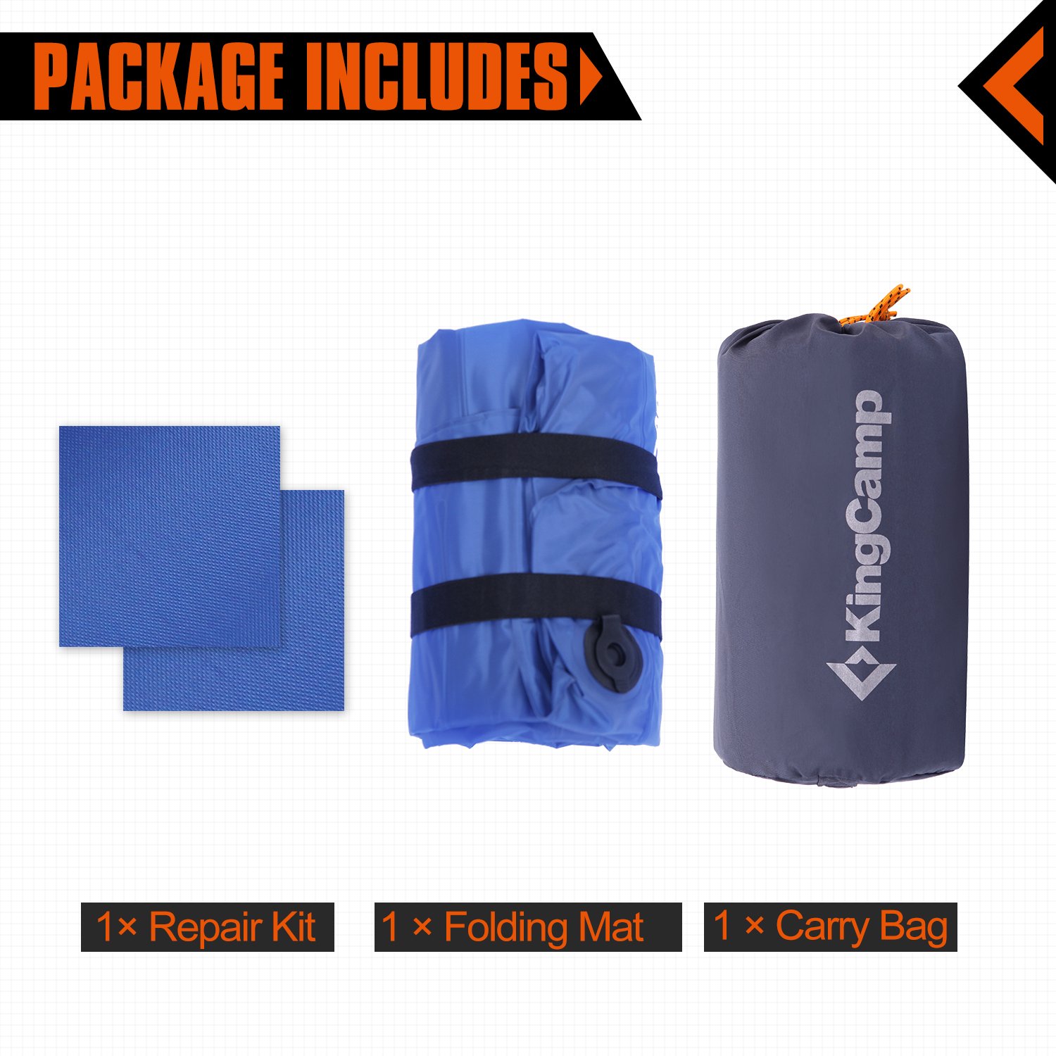 KingCamp Light Double Size Outdoor Camping Air Mattress Mat Pad Bed with Builtin Foot Pump