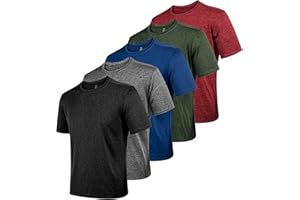 AJGAI 2&5 Pack Men's Sports T Shirts,Crew Neck Breathable Quick-Dry Short Sleeve, Lightweight Gym Tee for Athletic Running Casual