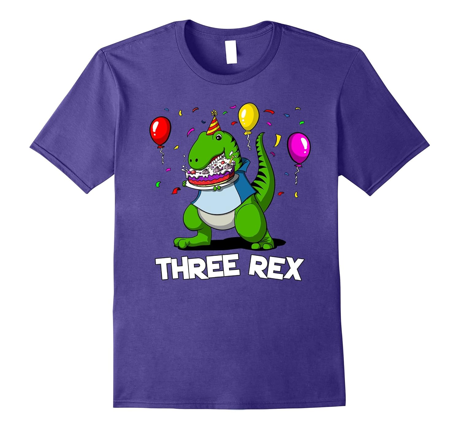 Three Rex 3rd Birthday Party Dinosaur T-Shirt-Rose