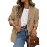 PRETTYGARDEN 2026 Blazers for Women Business Casual | Long Sleeve Button Down, Breasted Notch Lapel, Open Front Suit Jacket, 