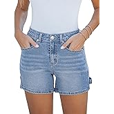 luvamia Jean Shorts for Women Trendy High Waisted Denim Shorts Carpenter Stretchy Summer Casual Mom Cut Off Jeans Shorts