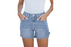 luvamia Jean Shorts for Women Trendy High Waisted Denim Shorts Carpenter Stretchy Summer Casual Mom Cut Off Jeans Shorts