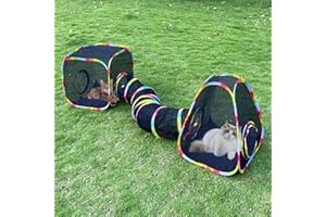 Outdoor Cat Enclosures, Cat Tunnels Tents Cubes for Indoor Cats with Play Ball, Collapsible Outside Playpen Tunnel for Kitty,