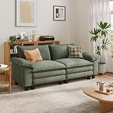 LINSY HOME 90" Modular Cloud Love Seat Sofa, Corduroy Soft Sectional Couch, Modern Comfy Love Seat, Perfect for Living Room, Apartment, Office, Green