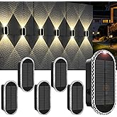 BlueYang Solar Fence Lights Outdoor, 3000K/4000K/6000K 3 Modes Solar Wall Lights Outdoor Waterproof, Up&Down Dual-Head Outdoor Solar Lights for Yard House Fence Backyard Deck Garden Patio Porch, 6 PK
