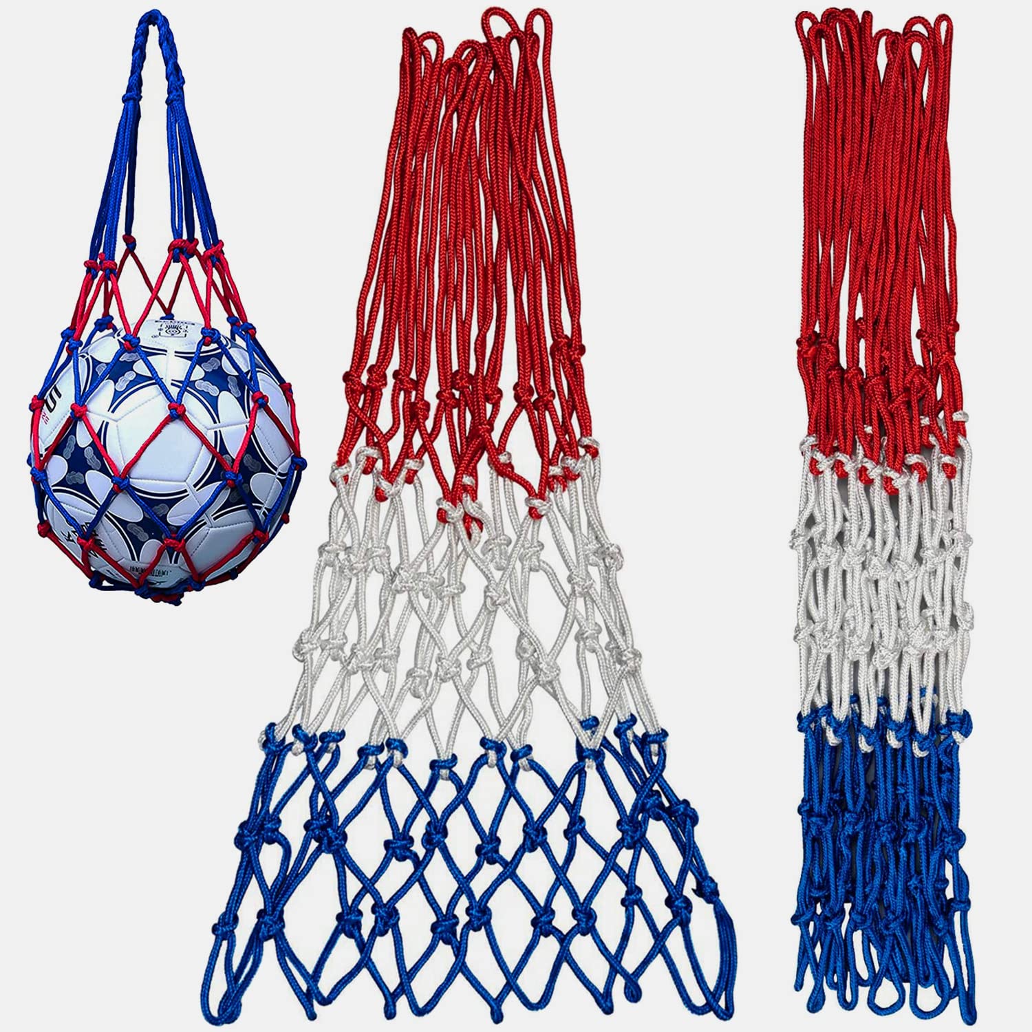 GTIWUNG 2 Pcs Ultra Heavy Duty Basketball Net Replacement 21 inch, All-Weather Netball Nets, Fits Standard Indoor or Outdoor Rims, 12 Loops + 1Pc Basketball Net Pocket Storage, Ball Mesh Net Bag