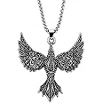 HAQUIL Raven Necklace, Celtic Flying Raven Totem Pendant, Box Chain, Raven Jewelry Gift for Men and Women