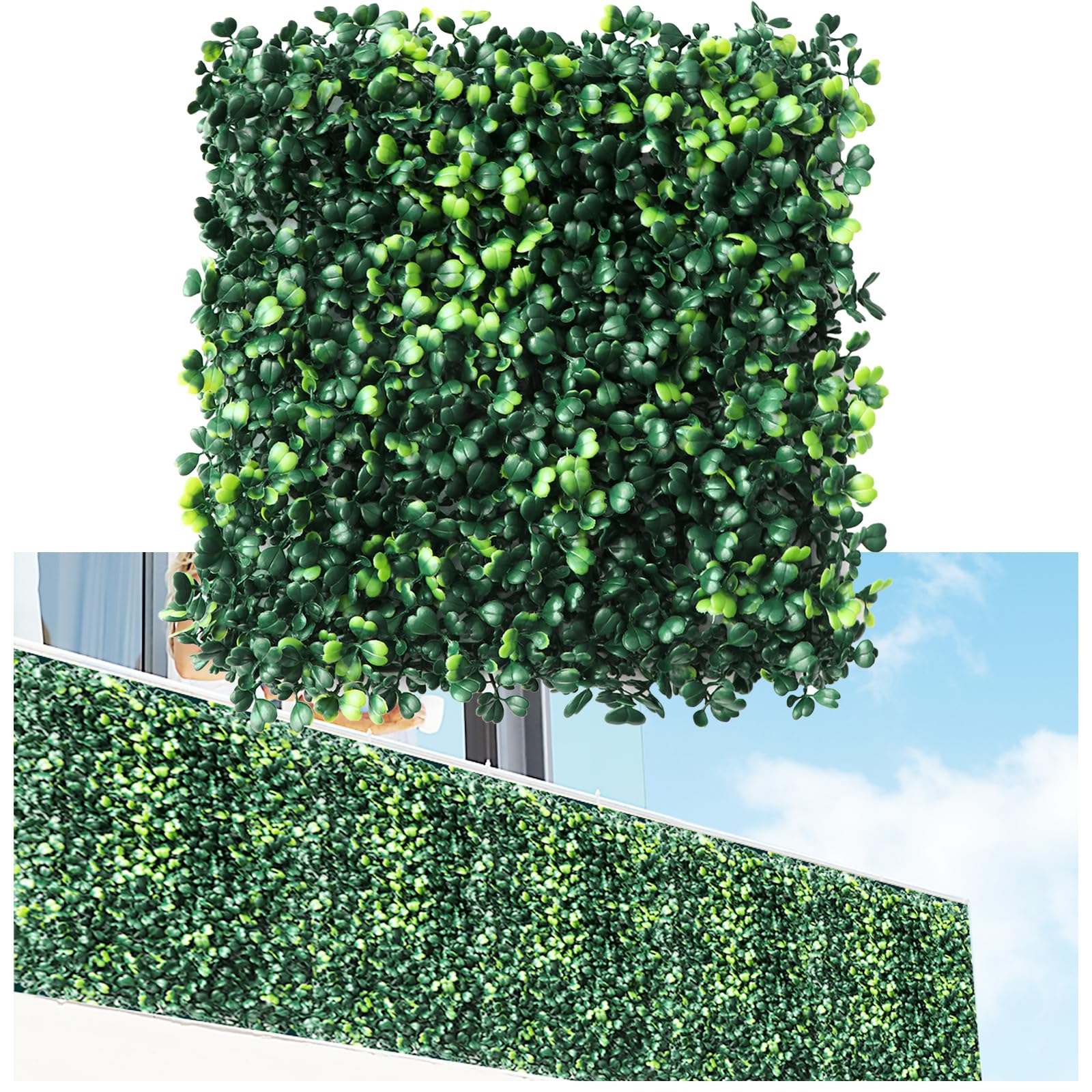 Photo 1 of Fanyeibaodi Grass Wall Panels,12Pcs 10"x 10" Artificial Boxwood Hedge Panels for Indoor Outdoor Decor,Higher Density Faux Greenery Wall Backdrop Green Wall Privacy Screen for Patio Party and Backyard