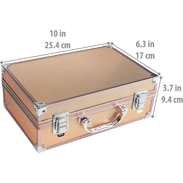 SHANY CARRY ALL MAKE UP TRAIN CASE WITH PRO MAKEUP SET, BEAUTY BRUSHES, LIPSTICKS, EYE SHADOWS, BLUSHES, POWDERS, AND MORE – REUSABLE COSMETICS STORAGE ORGANIZER – PREMIUM GIFT PACKAGING – ROSE GOLD
