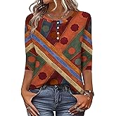 Zeagoo 3/4 Length Sleeve Women Tops Crew Neck Blouses Dressy Casual Summer T Shirts Loose Fit Business Work Clothes