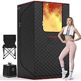 Manastin Upgraded Portable Steam Sauna for Home,Jet Black | Sauna Tent with 3L/1200W Steamer, XL Foldable and Remote Control, 99-Min Timer &amp; 15 Power Levels, 2.6' x 2.6' x 5.9'