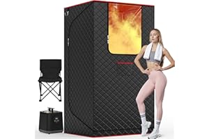 Manastin Upgraded Portable Steam Sauna for Home, Sauna Tent with 3L/1200W Steamer, XL Foldable and Remote Control, 99-Min Timer & 15 Power Levels, 2.6' x 2.6' x 5.9' Detox Spa for Relaxation,Black