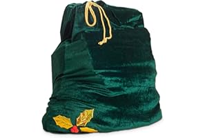 Sunnywood Santa Christmas Gift Bag Large Stretchy Velour Present Sack with Golden Drawstring, 36" x 27"