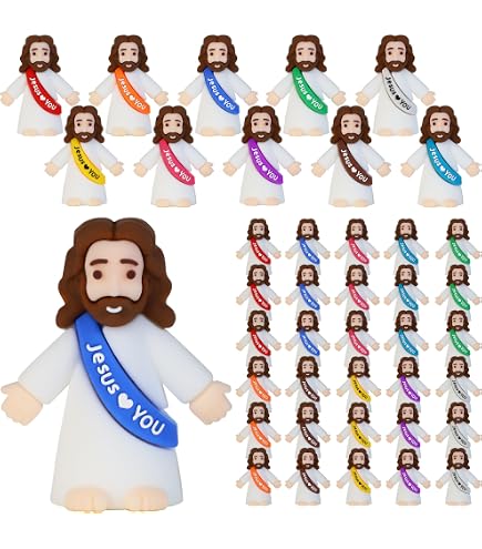 50 Mini-Jesus-Figuren Aus Gummi - Ca. 3x3,5 Cm, 5 Farben, Für Ostern, Taufe, Sonntagsschule