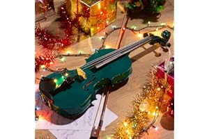ARTALL 4/4 Handmade Student Acoustic Violin Beginner Pack with Bow, Hard Case, Chin Rest, Spare Strings, Rosin and Bridge, Glossy Green