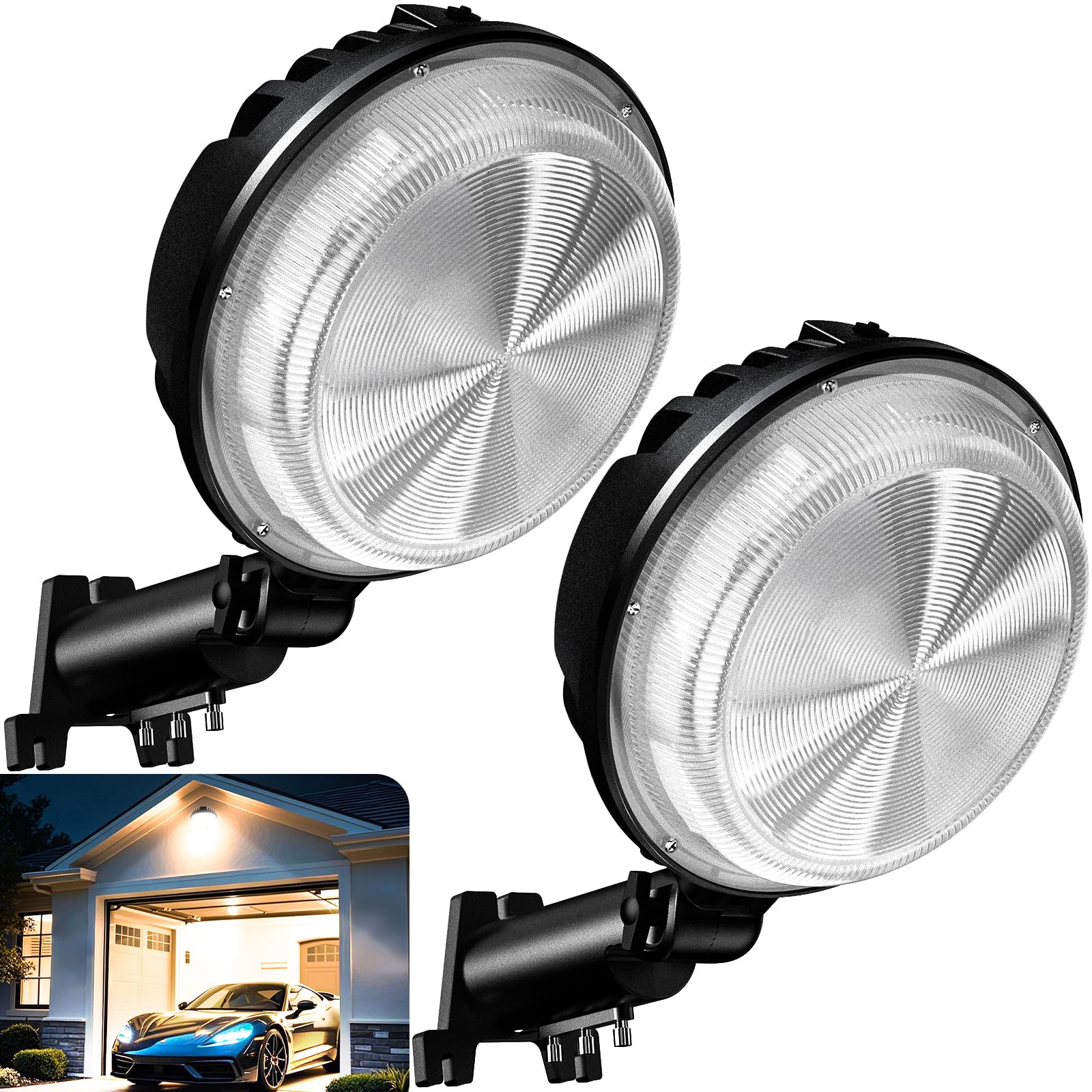Photo 1 of MOONTIP 150W 2 Pack Super Bright LED Barn Lights Outdoor, 20000LM Dusk to Dawn Outdoor Lighting with 150° Adjustable Photocell 6500K Yard Light, IP66 Waterproof Street Light for Garage Barns Warehouse