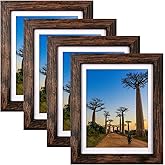 SESEAT 8x10 Picture Frames Rustic Brown with Mat Photo Frames 4 Packs for Tabletop or Wall