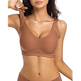 Aubrasen Wireless Bras for Women Full Coverage Supportive Push Up Bra Comfortable Seamless Yoga Friendly Fits 34C-40DD