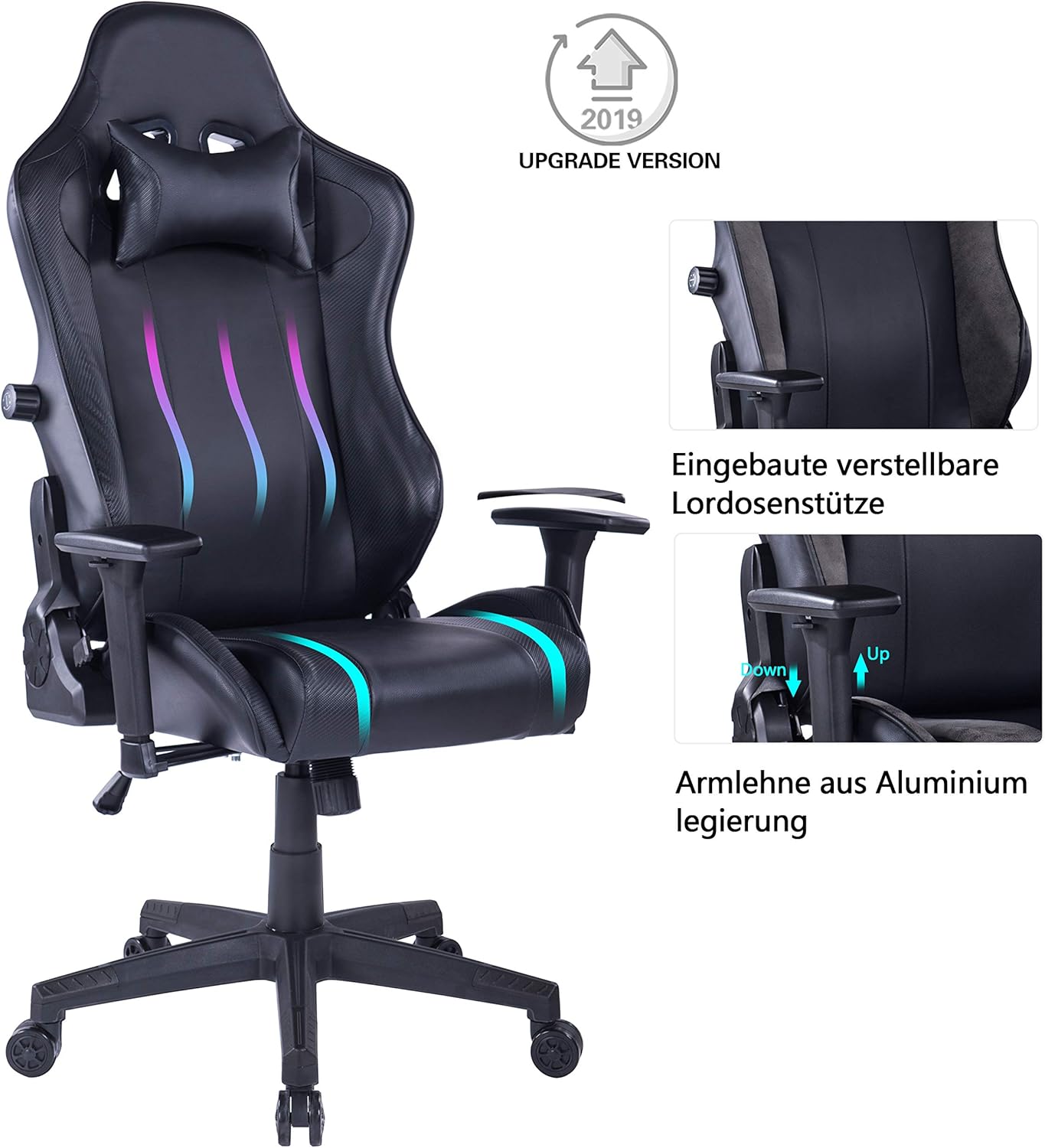 Gaming Chair con Reposapiés Grande y Grande High Back ergonómico