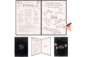Crenics 30th Birthday Decorations for Her or Women, Black Pink Back in 1996 Poster, 30th Birthday Guest Signature Book, Awesome 30 Anniversary Birthday Gifts