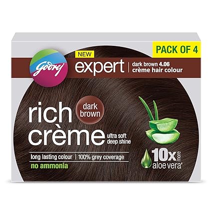Godrej Expert Rich Creme Hair Colour Shade 4.06 DARK BROWN, Pack of 4
