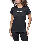 DKNY Women's Short Sleeve Logo Mesh Tech Tee