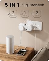 LENCENT Plug Adapter 3 USB Double Wall Socket UK 13A 3250W 5-IN-1 view 2