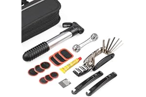 VIHIR Bicycle Repair Kit - Bike Tool kit With Tire Pump and Bag, Bike Tire Repair Kit with 3 Sizes of Tire Patches,16 in 1 Bike Multi-Tool, and Tyre Levers for Home Bike/Mountain Bike